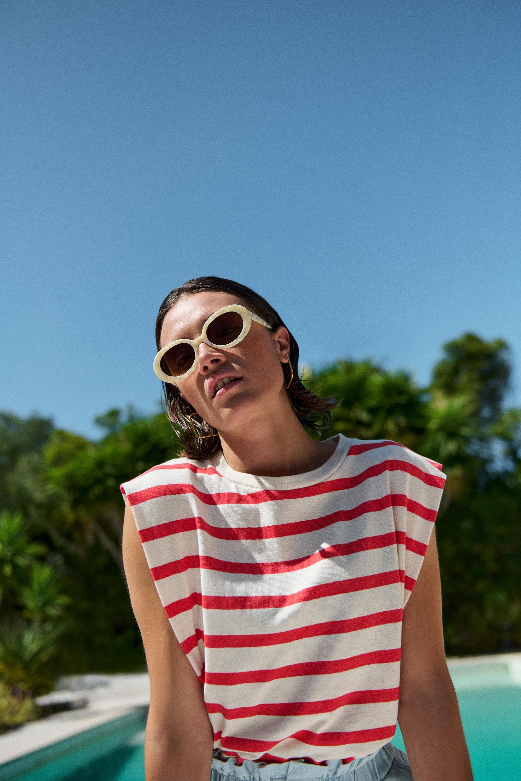 By-Bar Diede Stripe Top Damen weiß-rot